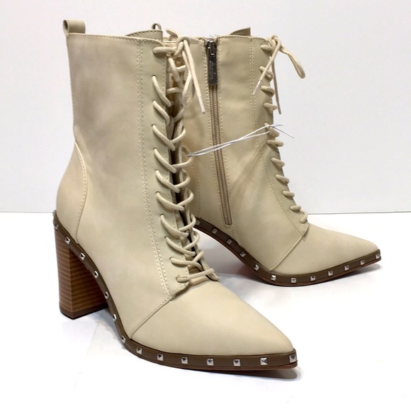 Cream crocodile boot Charles by Charles David lace up studded Duffy US 7 - Picture 2 of 13